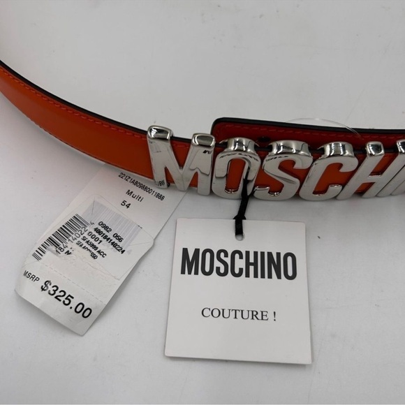 Moschino couture leather belt size 54 cm made in Milan Italy